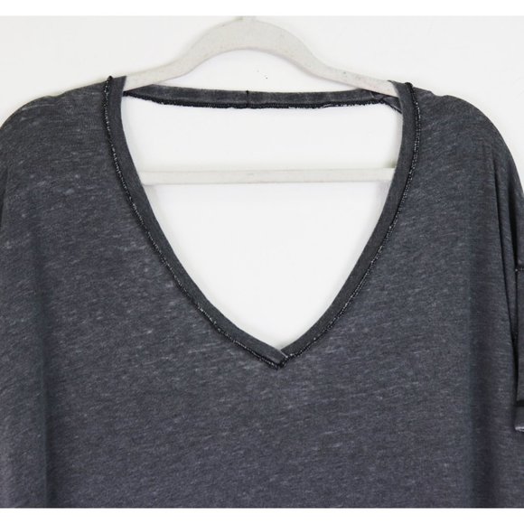 NWT Free People All Mine Oversize Cut-Out V Neck Tee T-Shirt Washed Black Large - Picture 4 of 8